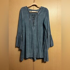 P.Coll Indie Boho Dress Long Sleeve Statement Sleeves Ties in the front Medium